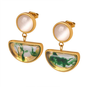 Noble Fashion β 18K Gold Inlaid Gemstone Versatile Earrings