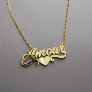 Amora Custom Name Necklace - Personalized Silver Heart Pendant
