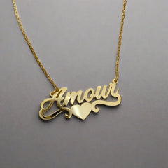 Amora Custom Name Necklace – Personalized Heart Pendant in Silver - Argesteel