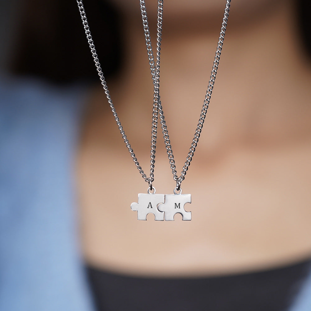 Custom Puzzle Piece Necklace – Engraved Personalized | Argesteel