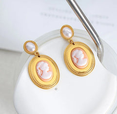 Vintage Gem & Pearl Set – 18K Gold Retro Fashion Earrings