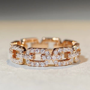 18K Gold Chain Diamond Ring for Women - Argesteel