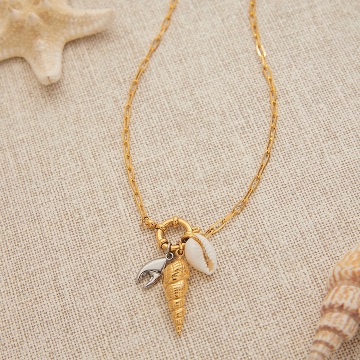 Conch Shell Pendant Necklace – 18K Gold Plated Ocean Fashion | Argesteel