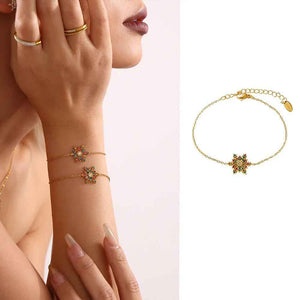Snowflake Gemstone Bracelet – 18K Gold Luxury Winter-Inspired Design