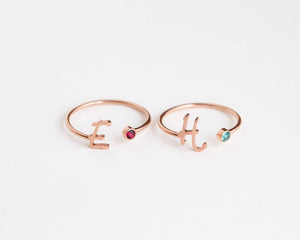 S925 Silver Birthstone Customizable Letter Ring for Women - Argesteel
