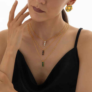 Square Zircon Pendant Necklace - Elegant Minimalist Design in 18K Gold