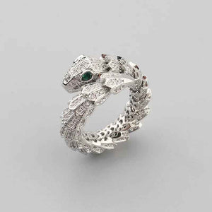 Serpent Luxe 18K Gold Snake Ring - Gemstone Inlaid Open Design