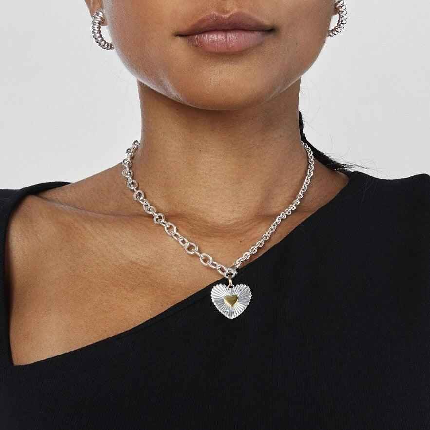 Textured Heart Necklace – Titanium Steel Romantic Elegant Fashion Design