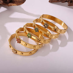 18K gold snowflake-shaped gemstone-inlaid exquisite and fashionable bracelet Bracelets