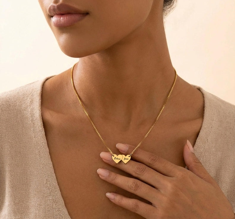 Custom Heart Interlocking Name Necklace – Personalized - Argesteel