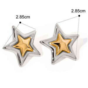 Nova Star Earrings - Trendy 18K Gold Textured Five-Pointed Design
