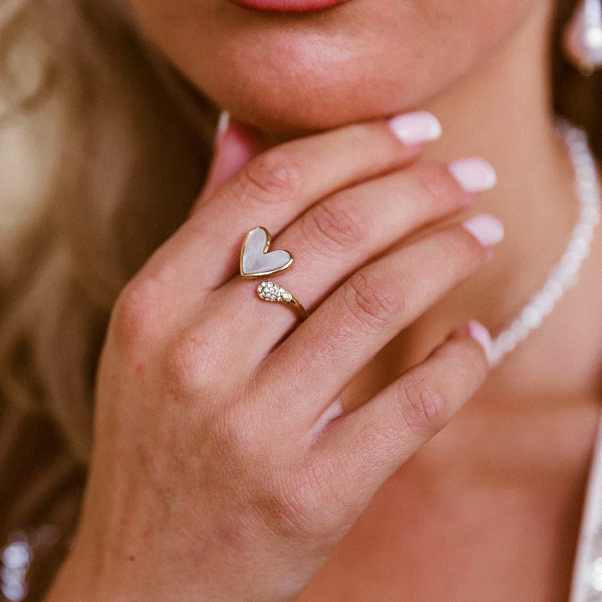 18K Gold Heart Gemstone Ring for Women - Argesteel