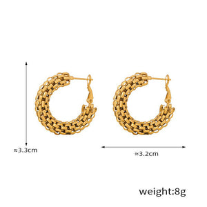 18K Gold C-Shaped Earrings for Women - Argesteel