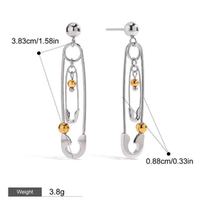 Pin Bead Earrings β 18K Gold & Silver Colorblock Unique Trendy Design