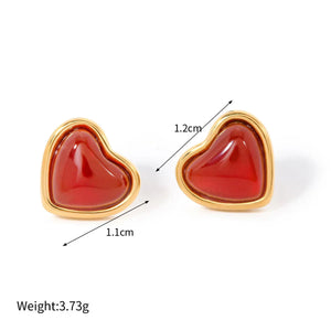 Scarlet Heart β 18K Gold Red Gemstone Heart Earrings