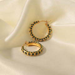 Eternal Halo – 18K Gold Circle Earrings with Diamond Inlay
