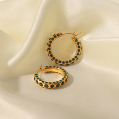 Eternal Halo – 18K Gold Circle Earrings with Diamond Inlay
