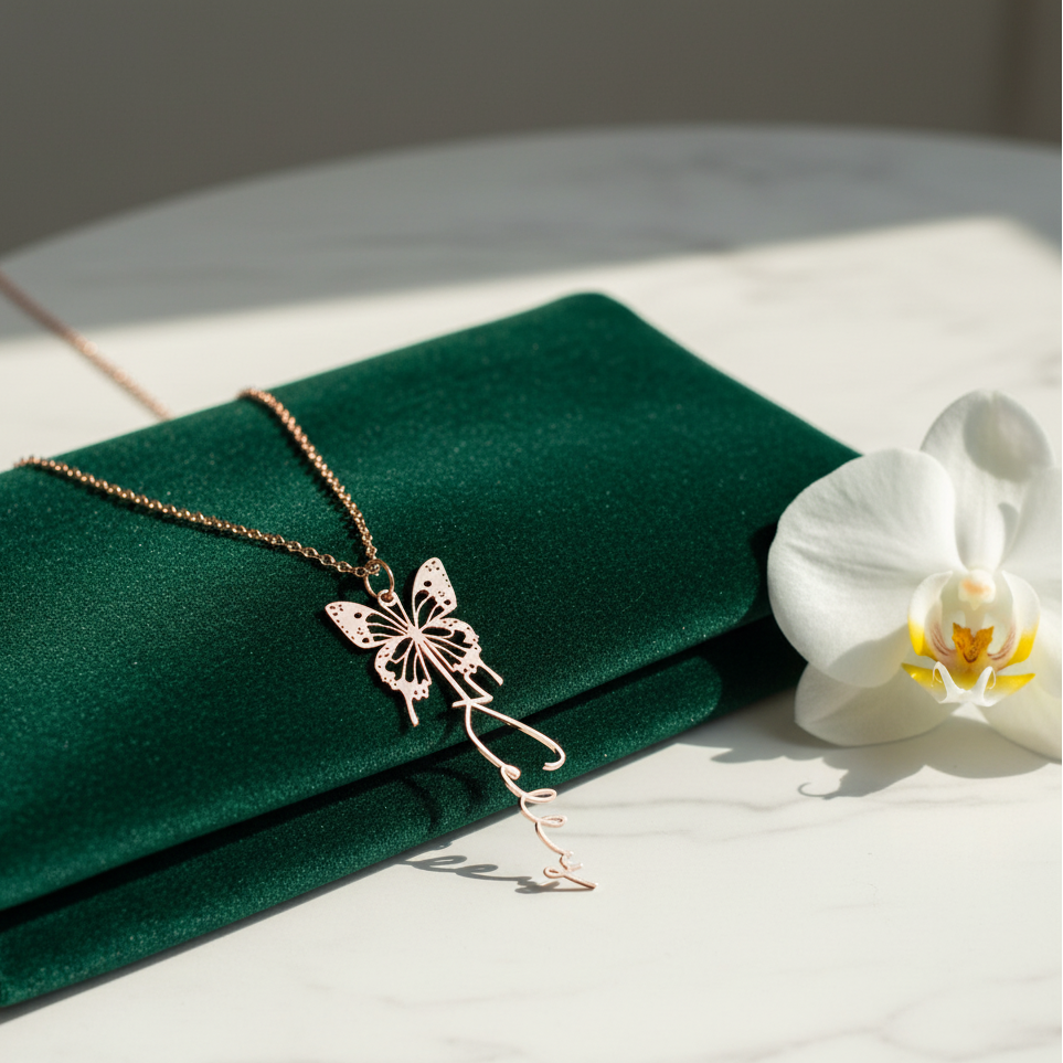Personalized Butterfly Necklace with Custom Name Design - Argesteel