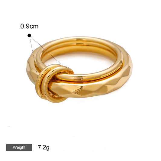18K Gold Eclipse Duo Interlocking Double Circle Ring - Argesteel