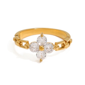 Flower Gemstone Ring – 18K Gold Plated Exquisite Dazzling | Argesteel