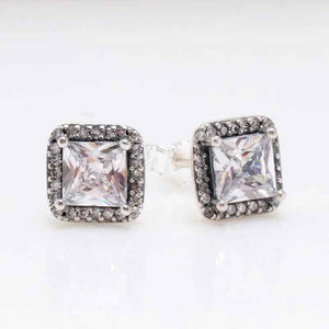 Aurea Square Diamond Earrings | S925 Silver Luxury Geometric Design