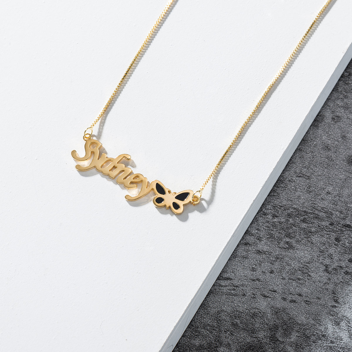 Custom Butterfly Name Necklace – Noble Dazzling | Argesteel