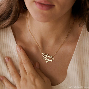 Custom Name Heart Hollow Necklace – Personalized Unique | Argesteel