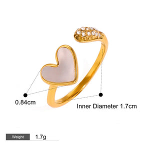 Romantic Gleam – 18K Gold Heart-Shaped Inlaid Gemstone Ring