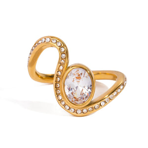 18K Gold Geometric Gemstone Ring for Women - Argesteel