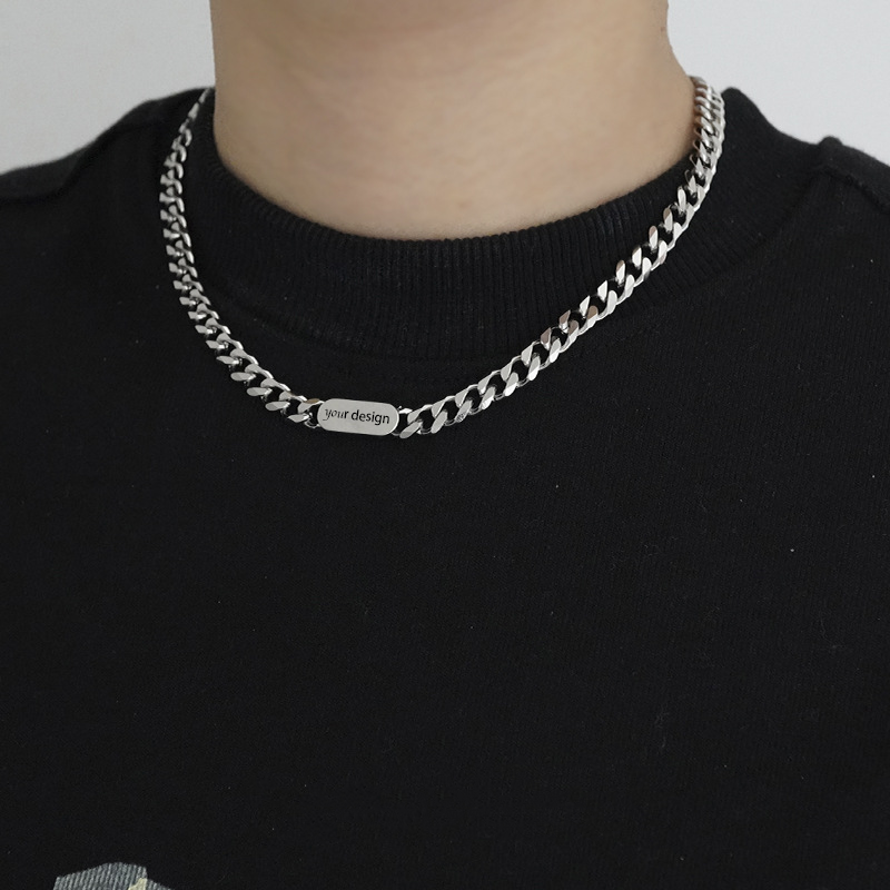 Personalised Name Thick Chain Necklace – Bold S925 Silver Statement - Argesteel