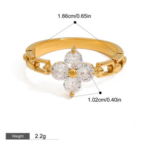 Flower Gemstone Ring – 18K Gold Plated Exquisite Dazzling | Argesteel