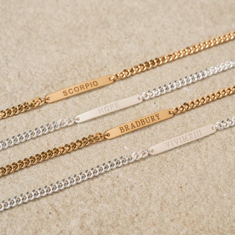 Sterling silver custom name bracelet personalized engraving