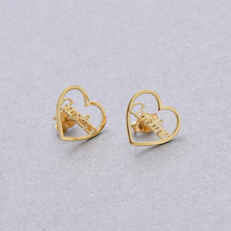 Custom Engraved Name Earrings - Personalized Script Stud Earrings - Argesteel