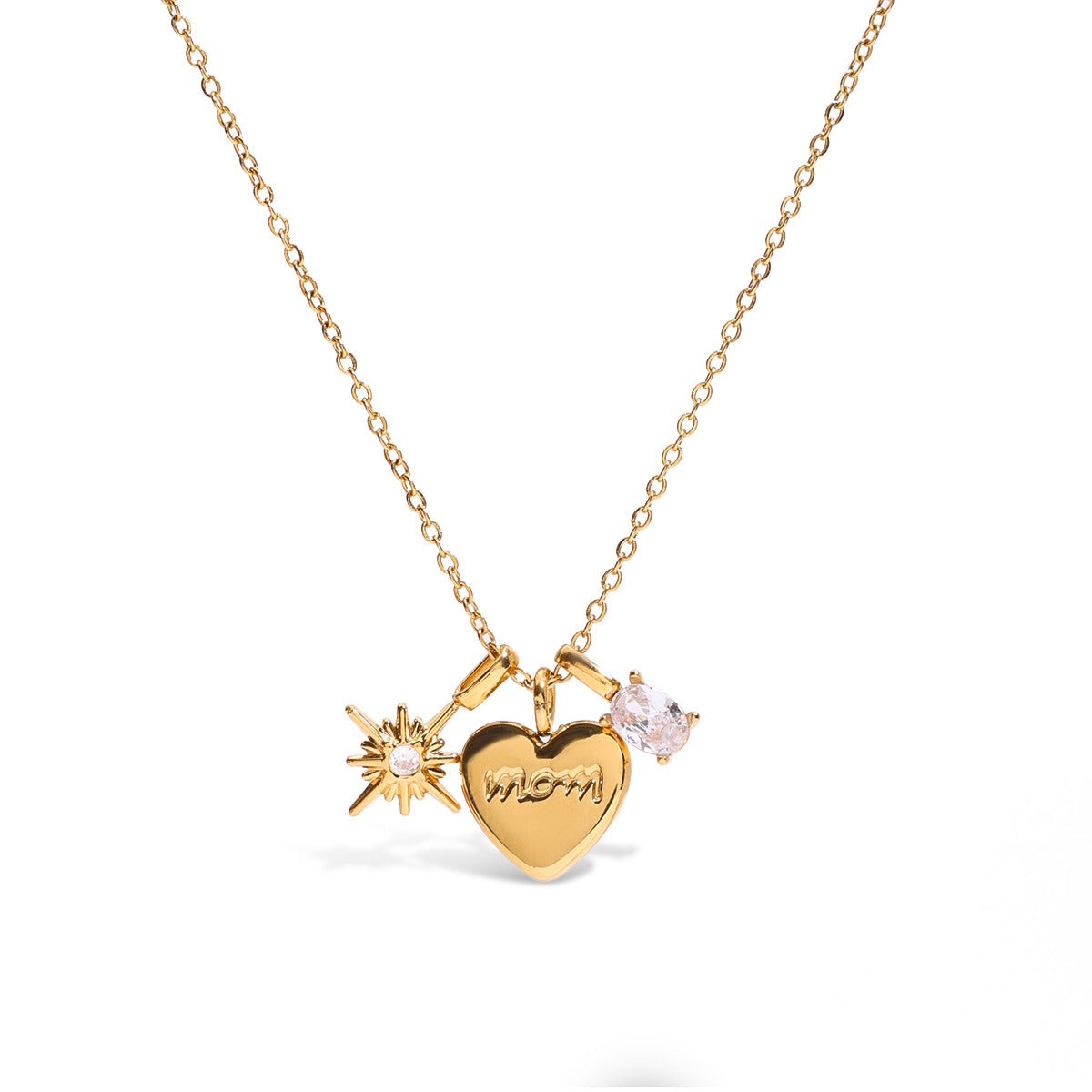 MOM Heart Butterfly Necklace – 18K Gold Plated Gift | Argesteel