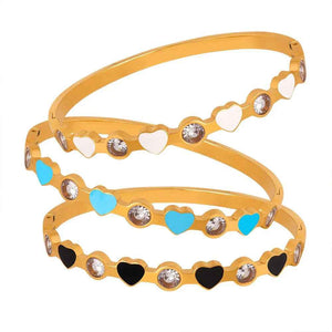Heartbeat Shine 18K Gold Heart Bracelet with Zircon Design Open Bracelet