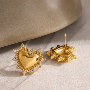 Heartspark β 18K Gold Heart-Shaped Diamond Statement Earrings