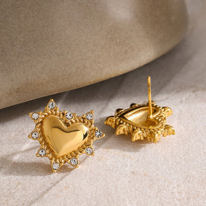 18K Gold Heartspark Diamond Statement Earrings for Women - Argesteel