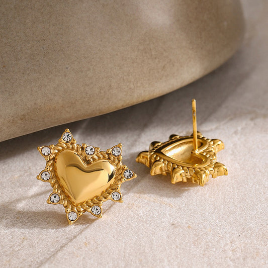 18K Gold Heartspark Diamond Statement Earrings for Women - Argesteel