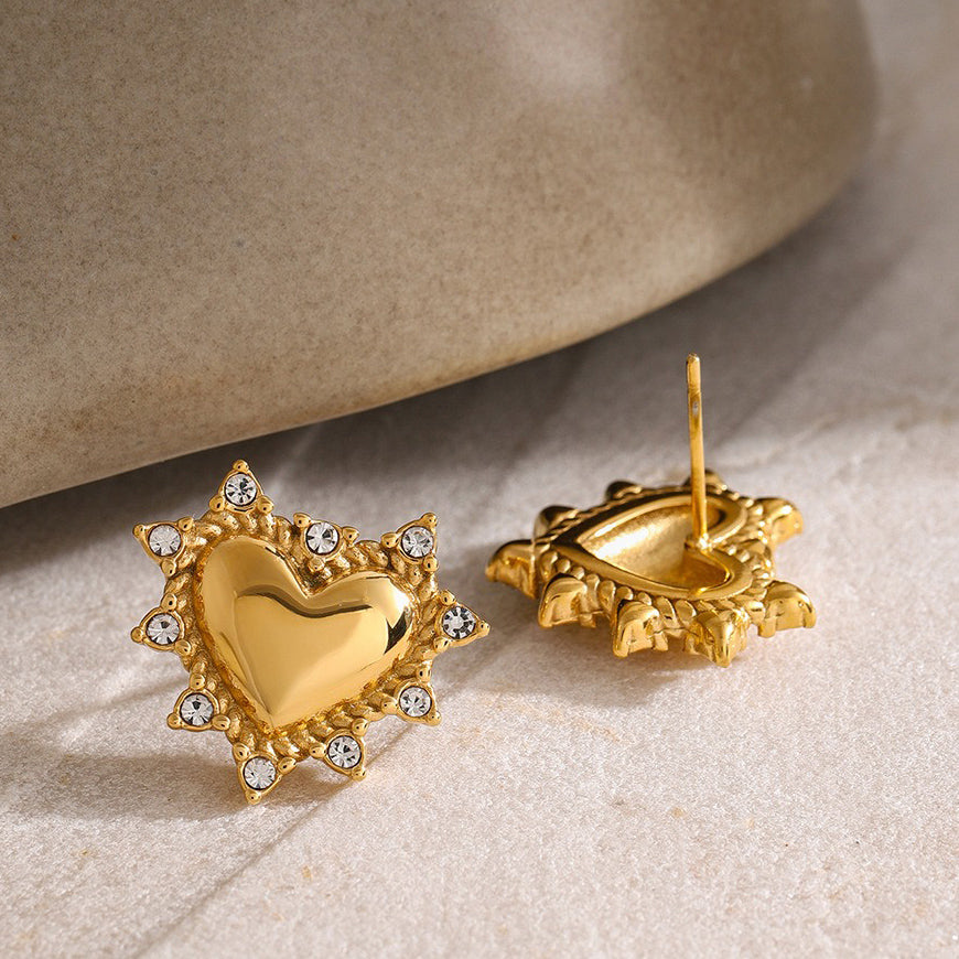18K Gold Heartspark Diamond Statement Earrings for Women - Argesteel