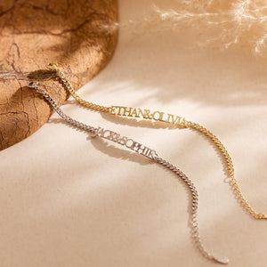 Customized Double Nameplate Name Bracelet for Women - Argesteel