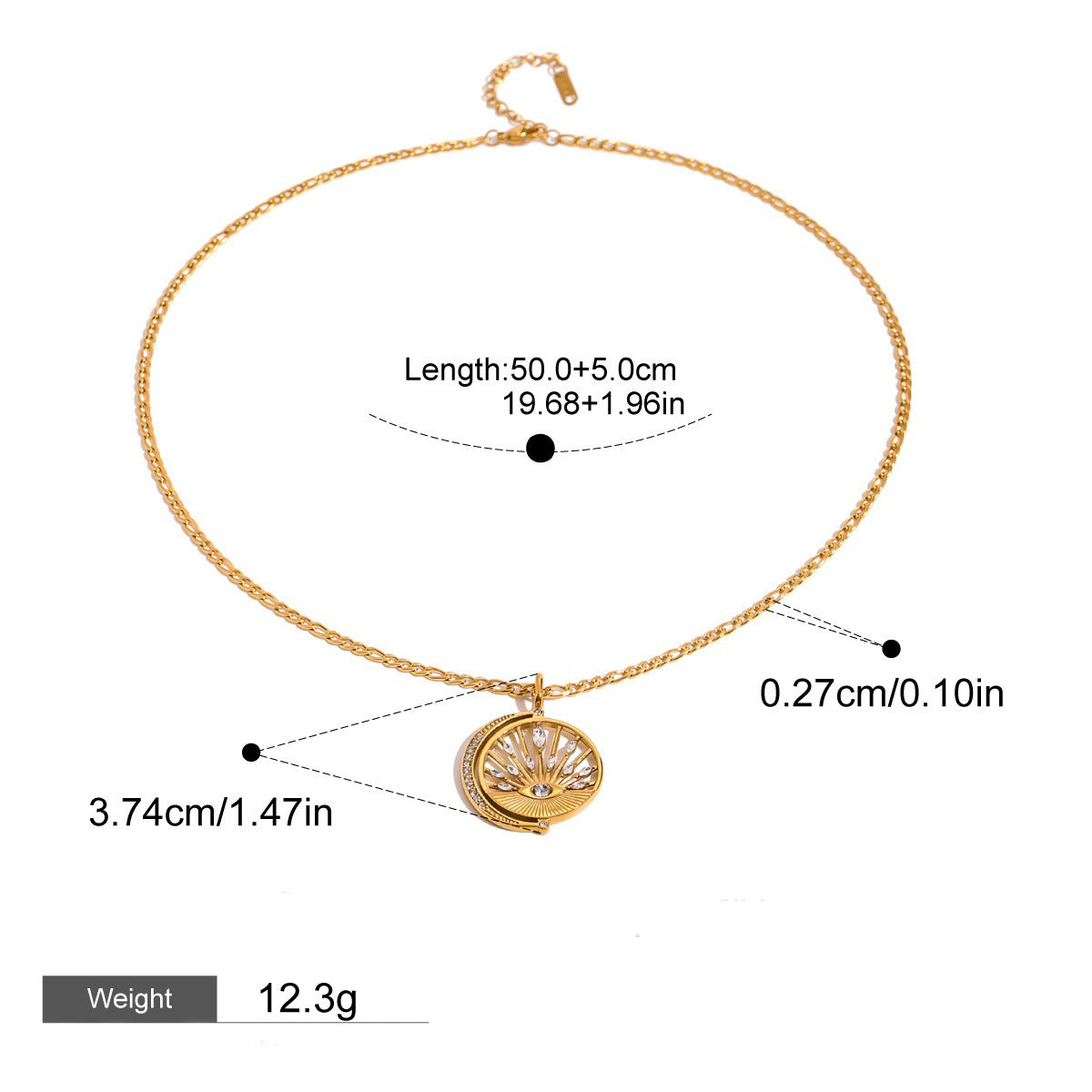 18K Gold Evil Eye Diamond Necklace for Women - Argesteel