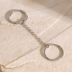 Linked Harmony – Double Ring with Chain Design Unique Ring