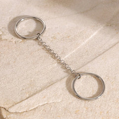 Linked Harmony – Double Ring with Chain Design Unique Ring