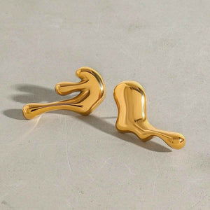 Lava Flow Earrings – 18K Gold Minimalist Sculptural Statement Design