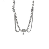 Celestia Cloud Pendant Necklace – Titanium Steel with Moonstone Tassel - Argesteel