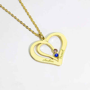 Everlove Customizable Silver Heart Necklace - Hollow Heart Design with Personalized Name