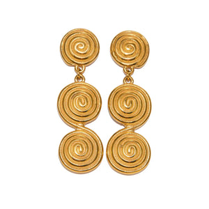 Threaded Aura β 18K Gold Circle Pendant Statement Earrings