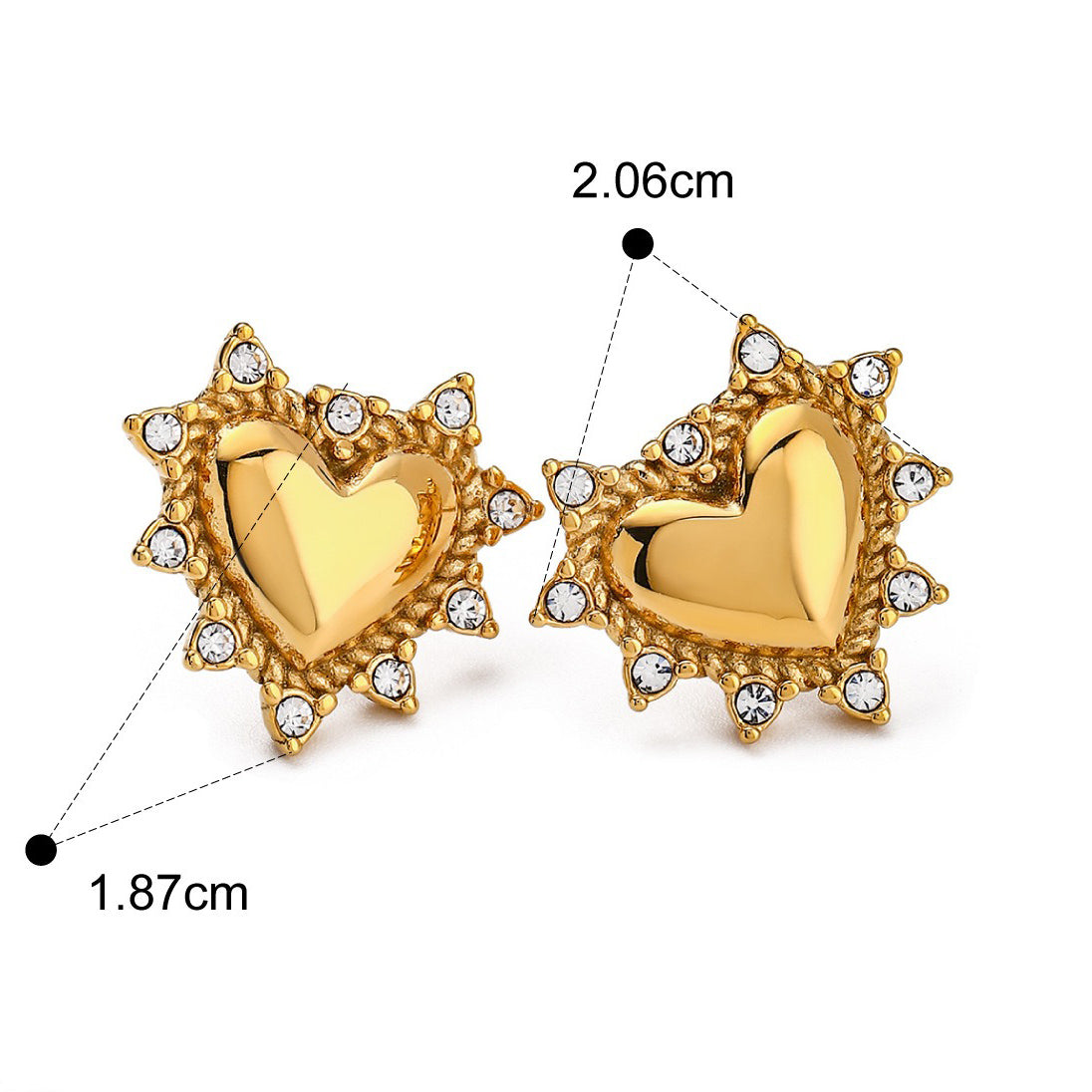 18K Gold Heartspark Diamond Statement Earrings for Women - Argesteel
