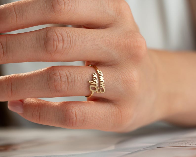 Customized Double Name Open Ring for Women - Argesteel