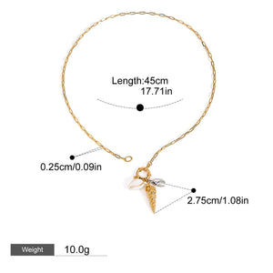 Conch Shell Pendant Necklace – 18K Gold Plated Ocean Fashion | Argesteel